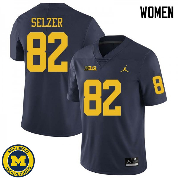 Women's University of Michigan #82 Carter Selzer Navy Jordan Brand Alumni Jersey